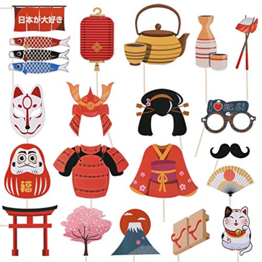 20Pcs Japanese Party Photo Boo - đánh giá và giá Cosplay Prop Kit