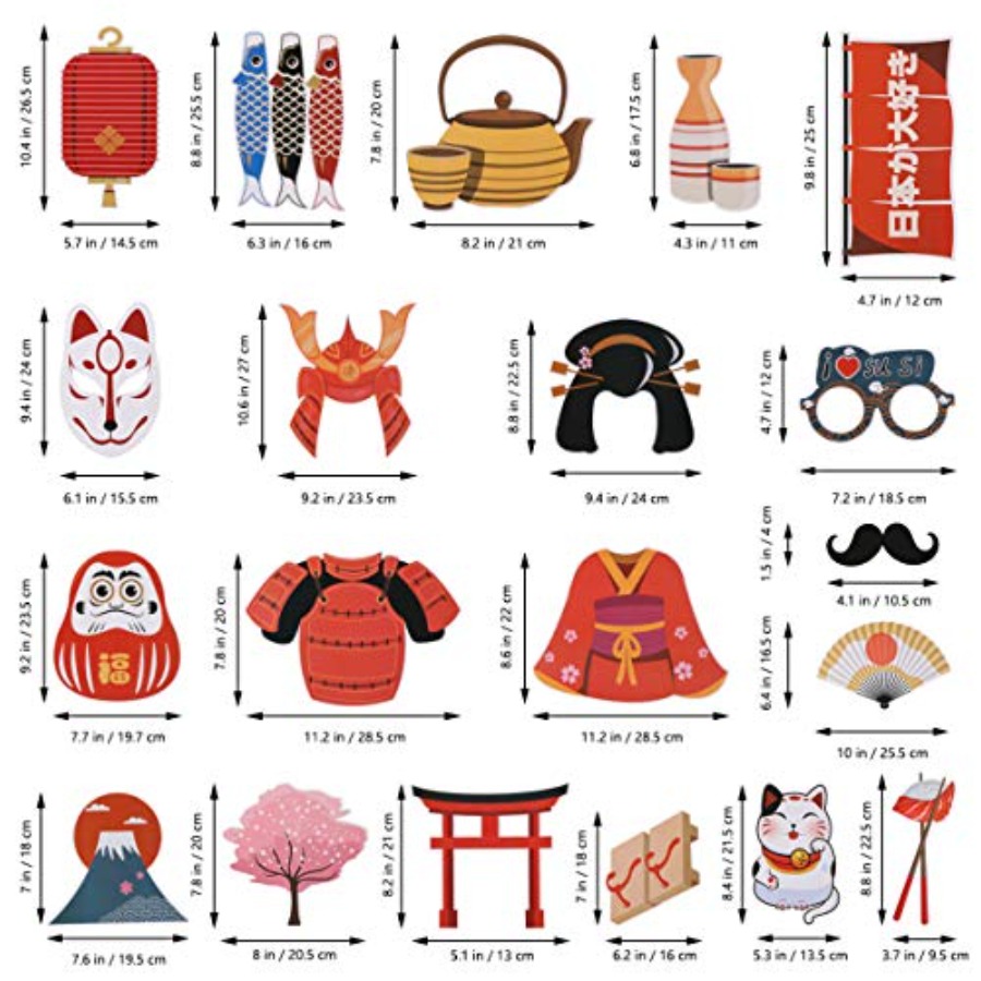 20Pcs Japanese Party Photo Boo - đánh giá và giá Cosplay Prop Kit