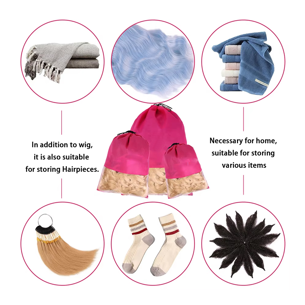 12pcs Non-woven Wig Bag Black  - đánh giá và giá Aerith Cosplay Prop