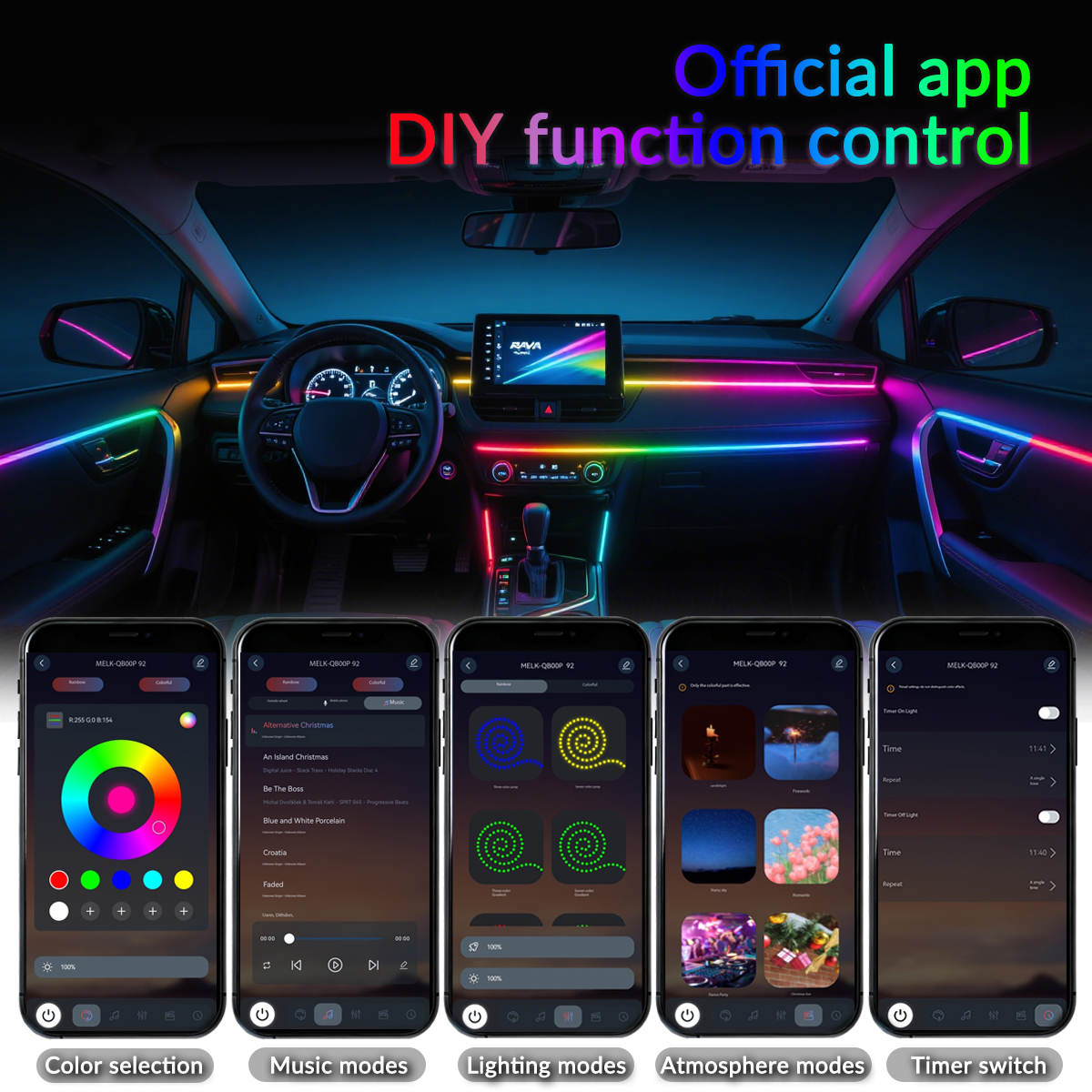 Symphony Car Ambient Lights Ki - đánh giá và giá Led El Wire